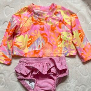 Tropical Print Kids Swim Set